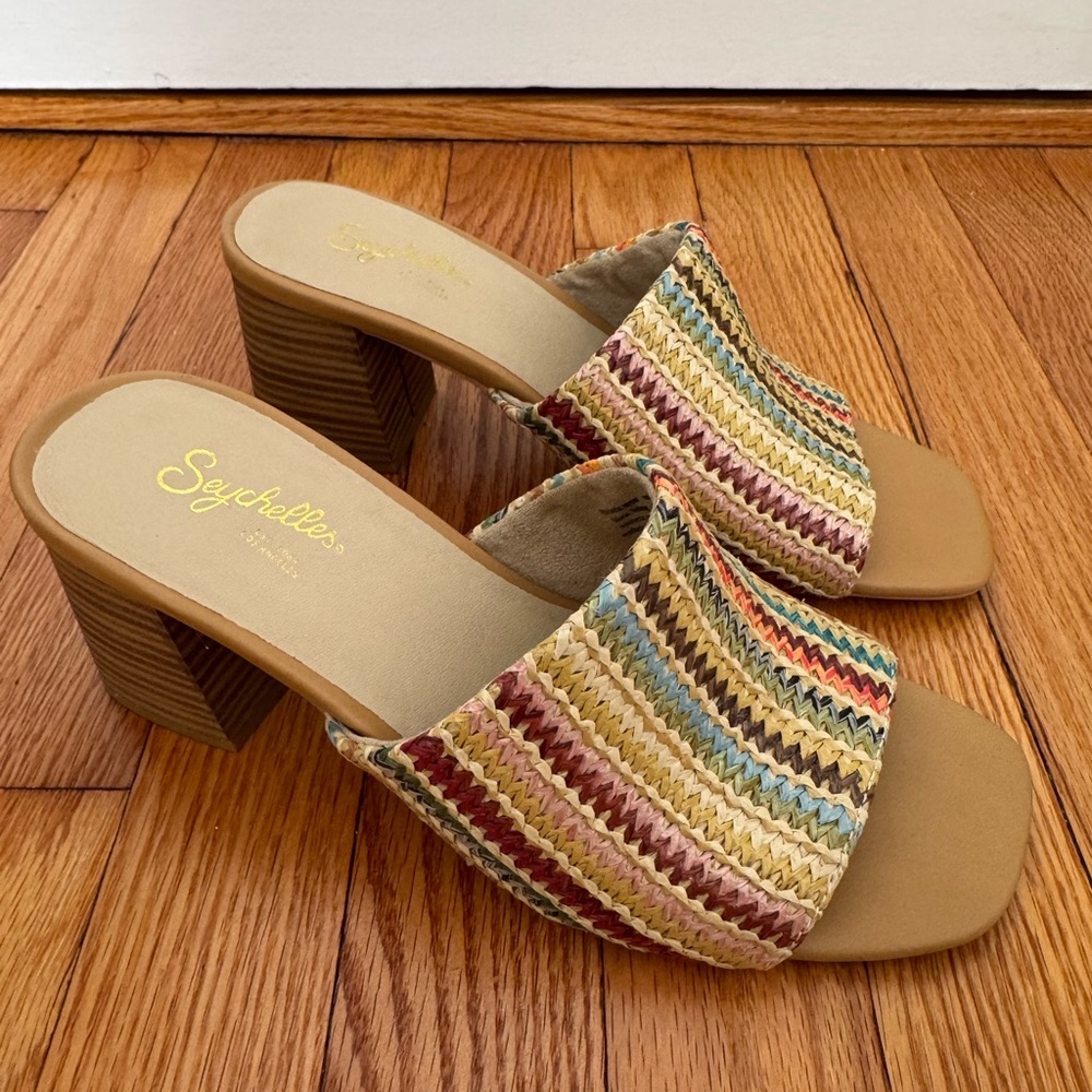 Seychelles Striped Multicolor Block Heel Mules